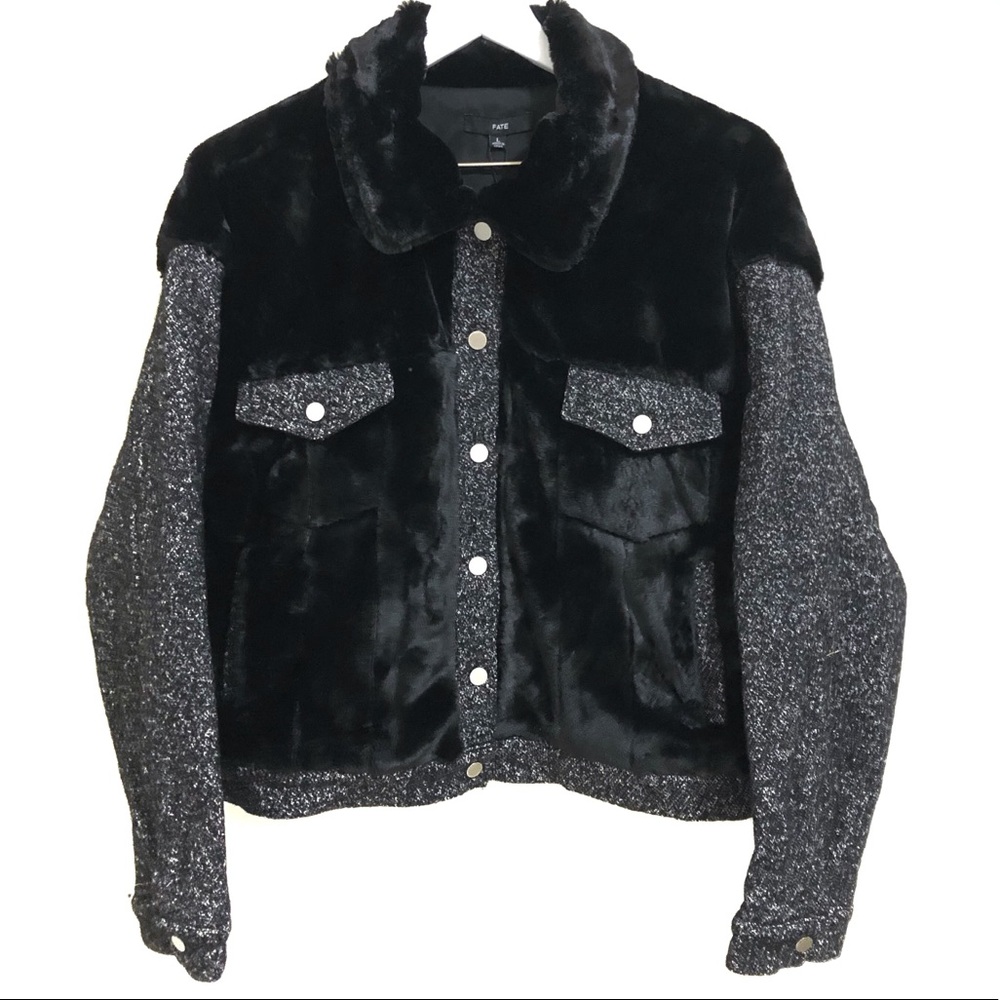 Fate Faux Fur Contrast Coat Size L - Picture 3 of 8